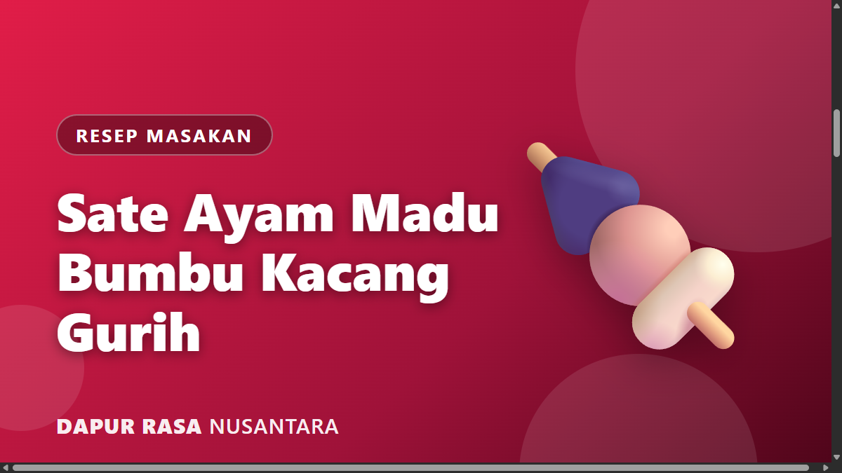 Sate Ayam Madu: Resep Lengkap dengan Bumbu Kacang Gurih